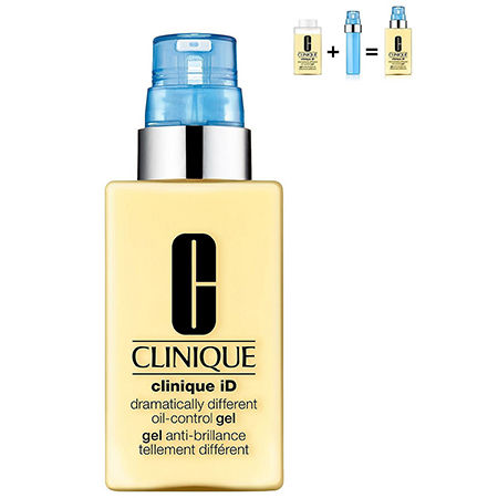 Clinique ID Dramatically Different Oil Control Gel 115 ml   มอยซ์เจอร์ไรเซอร์สุดฮิตตลอดกาล สำหรับสาวผิวมันเนื้อบางเบาซึมง่าย ช่วยบำรุงผิวให้นุ่ม ชุ่มชื่น เปล่งปลั่งดูสุขภาพผิวดี   +    Clinique ID Active Cartridge Concentrate Uneven Skin Texture 10 ml.  (สีฟ้า ) มีส่วนผสมจากกรด AHAs ช่วยผลัดเซลล์ผิว ให้รูขุมขนตื้นขึ้น  ปรับผิวที่ไม่เรียบเนียน ให้กลับมาสวยอีกครั้ง